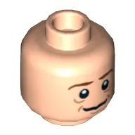 Minifig Head Bilbo Baggins, Brown Eyebrows, Smile / Sad Print