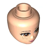 Minidoll Head with Light Brown Eyes, Freckles, Pink Lips and Closed Mouth Print