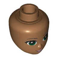 Minidoll Head with Green Eyes, Pale Pink Lips and Open Mouth Print