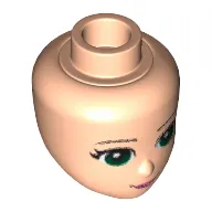 Minidoll Head with Green Eyes, Pink Lips and Closed Mouth Print