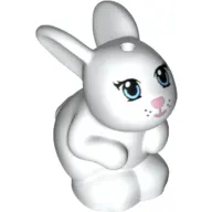 Animal, Rabbit / Bunny Sitting with Blue Eyes and Pink Nose and Mouth Print