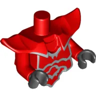 Torso with Molded Shoulder and Waist Extensions, Breastplate with Silver Edges Print, Red Arms, Black Hands