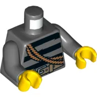 Torso Sweater Striped with Utility Belt, Rope and Keys Print, Dark Bluish Gray Arms, Yellow Hands