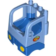 Duplo Truck Semi-Tractor Cab with Blue Base and Box and Arrows and Globe Print