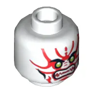 Minifig Head General Kozu, Green Eyes, Red Face Markings Print