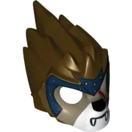 Mask Lion with Dark Tan Face and Dark Blue Headpiece with Gold Circles Print