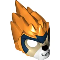 Mask Lion with Tan Face, Crooked Smile and Dark Blue Headpiece Print