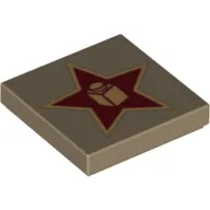 Tile 2 x 2 with Gold Star with Brick in Center Print