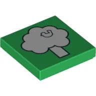 Tile 2 x 2 with White Tree with Bird Print