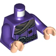 Torso Coat with Scarf, Braided Belt and Slingshot Print, Dark Purple Arms, Light Nougat Hands