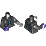 Torso Armour with Dark Bluish Gray Belts, Star and Blue Chi Jewel Print, Black Arms, Dark Purple Hand Right, Flat Silver Hook Left