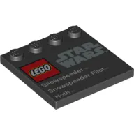 Plate Special 4 x 4 with Studs on One Edge and 'Lego Star Wars' Logo and 'Snowspeeder Snowspeeder Pilot Hoth' Print
