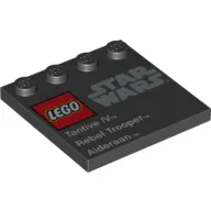 Plate Special 4 x 4 with Studs on One Edge and 'Lego Star Wars' Logo and 'Tantive IV Rebel Trooper Alderaan' Print