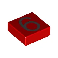 Tile 1 x 1 with Silver Number 6 Print