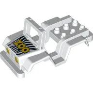 Duplo Car Body Jeep with Headlights, Zebra Stripes and Yellow 'ZOO' Print