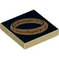 Tile 2 x 2 with Gold One Ring on Black Print