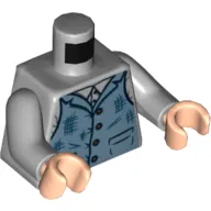 Torso Shirt and Sand Blue Vest Tattered with 4 Buttons Print, Light Bluish Gray Arms, Light Nougat Hands