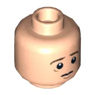 Minifig Head Frodo Baggins, Brown Eyebrows Worried / Angry Print