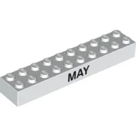 Brick 2 x 10 with Black 'MAY' / 'JUNE' Print