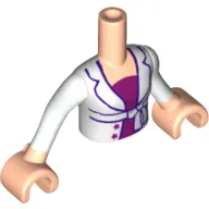 Minidoll Torso Girl with White Jacket with Magenta Top Print, White Sleeves and Light Nougat Hands