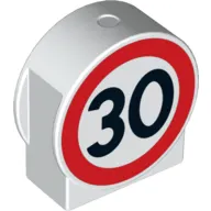 Duplo Brick 1 x 3 x 2 Round Top, Cut Away Sides Road Sign with 30 Print