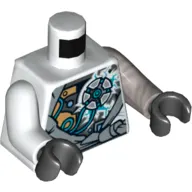 Torso, Odd Arms, Nindroid Components and Ice Logo Print, Left Flat Silver Arm, Right White Arm, Black Hands