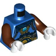 Torso Armor, Dark Blue Scarf, Gold Chains, Dark Blue Belt and Blue Round Jewel (Chi) Print, Reddish Brown Arms, White Hands