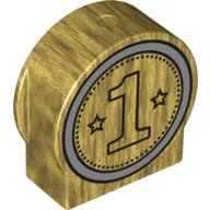 Duplo Brick 1 x 3 x 2 Round Top, Cut Away Sides with '1' and Two Stars Print
