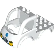 Duplo Car Body Truck 4 x 4 Flatbed with 2 Top Studs, Grille and Headlights, EMT Star of Life Print