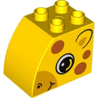 Duplo Brick 2 x 3 x 2 with Curved Top and Dark Orange Spots and Giraffe Face Print on Both Sides