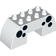 Duplo Brick 2 x 6 x 2 Curved with 2 x 2 Cutout on Bottom with Black Spots Print