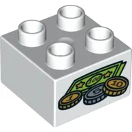 Duplo Brick 2 x 2 with Money Print
