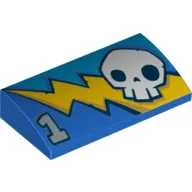 Brick Curved 2 x 4 x 2/3 No Studs, with Bottom Tubes and Skull and Stylized Lightning Bolt Print