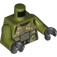 Torso Camouflage Elite Corps Trooper Body Armour Print, Olive Green Arms, Black Hands