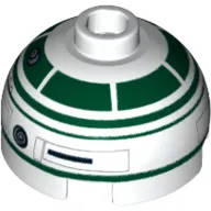 Brick Round 2 x 2 Dome Top, Hollow Stud with Dark Green Astromech Droid Print (R2-X2)