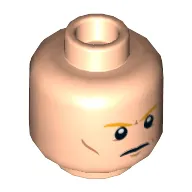 Minifig Head Thor, Orange Eyebrows, Cheek Lines, Closed Mouth / Open Mouth with Teeth Print