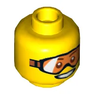 Minifig Head, Orange Goggles and Open Smile Print