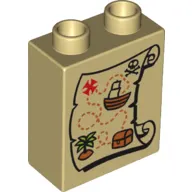 Duplo Brick 1 x 2 x 2 with Treasure Map Print