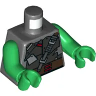 Torso Strapped Armor Plates with Brown Belt with Red Clasps Print, Green Arms and Hands