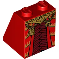 Brick Sloped 65° 2 x 2 x 2 Smooth without Bottom Tube and Robe, Dark Red Armor and Gold Belt, Chains and Pendants Print