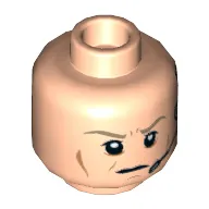 Minifig Head General Airen Cracken, Dark Tan Eyebrows Furrowed, Cheek Lines, Frown, Headset Print