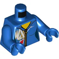Torso Jumpsuit with Zipper, White and Gold Markings and Classic Space Logo Print, Blue Arms and Hands