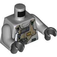Torso Rebel B-wing Pilot Flight Suit with Dark Tan Front Panel with Breathing Apparatus Print, Light Bluish Gray Arms, Black Hands