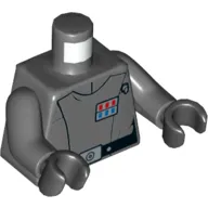 Torso Jacket, Small Red and Blue Rank Badge Print (Imperial Officer), Dark Bluish Gray Arms, Black Hands