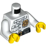Torso Shirt, Pockets, Belt with Pouches, Gold Police Badge Print, White Arms, Yellow Hands