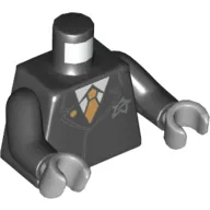 Torso Suit with Ultra Agents Logo and Gold Tie Print, Black Arms, Light Bluish Gray Hands