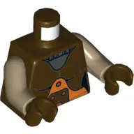 Torso Space Jumpsuit with Orange Belt and Silver Neck Plate Print (Hera Syndulla), Dark Tan Arms, Dark Brown Hands