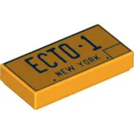 Tile 1 x 2 with 'ECTO-1' and 'NEW YORK' License Plate Print