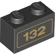 Brick 1 x 2 with Gold '132' Print