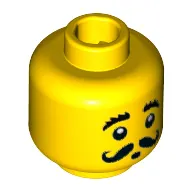 Minifig Head, Moustache Curly, Bushy Eyebrows, Round Mouth Print